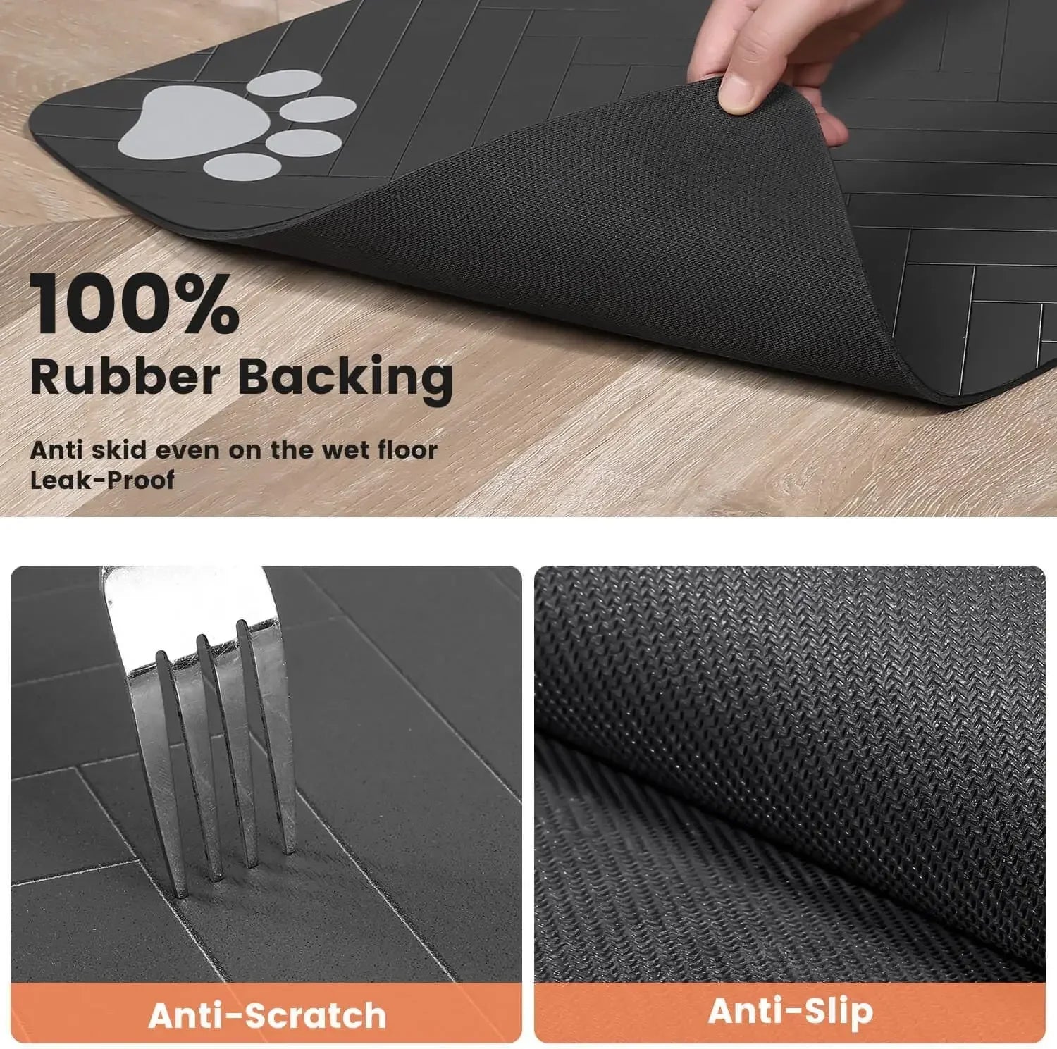 Tapete absorbente para comedero de mascotas, con base de goma impermeable y secado rápido para perros y gatos.
