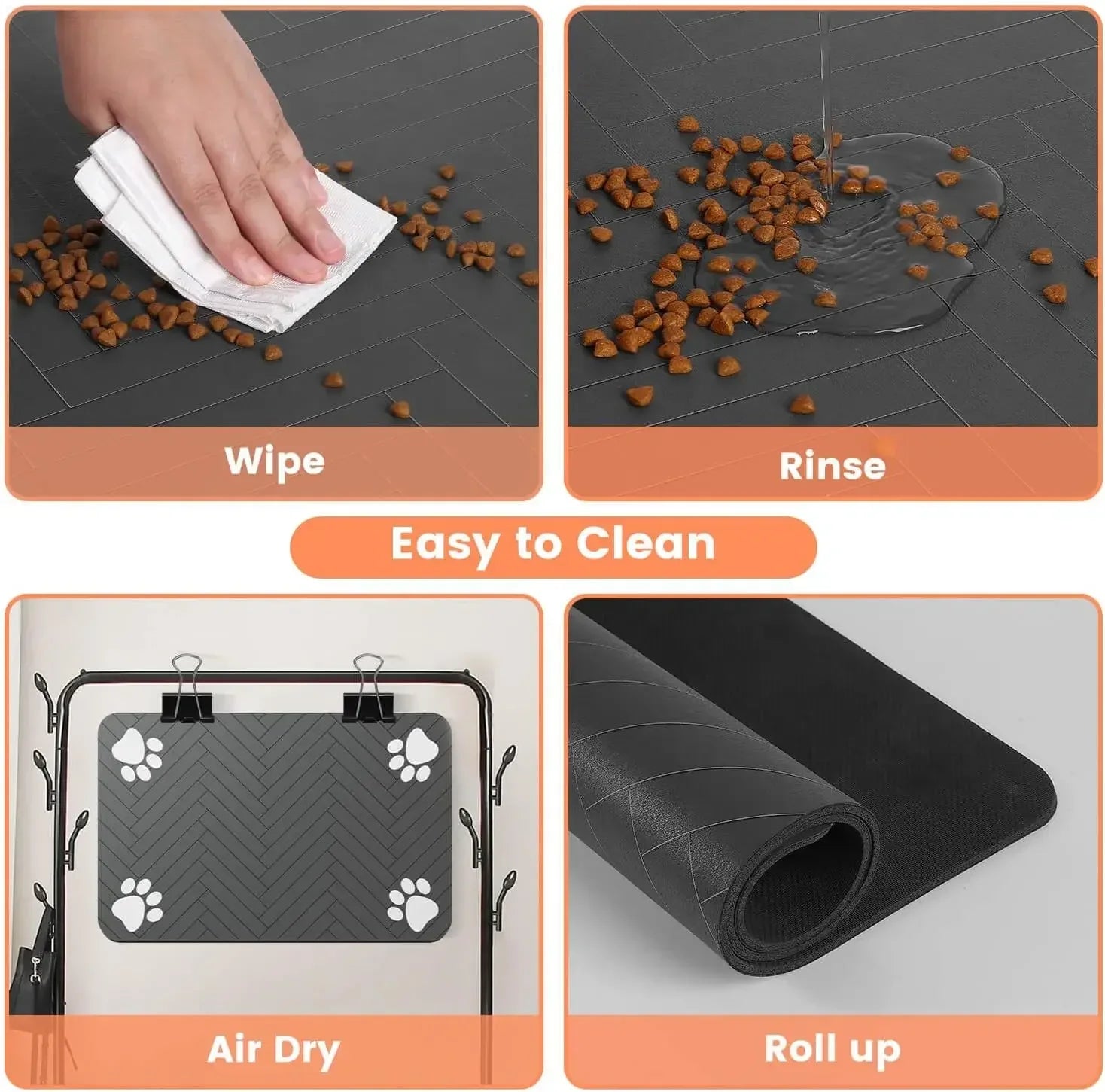 Tapete absorbente para comedero de mascotas, con base de goma impermeable y secado rápido para perros y gatos.