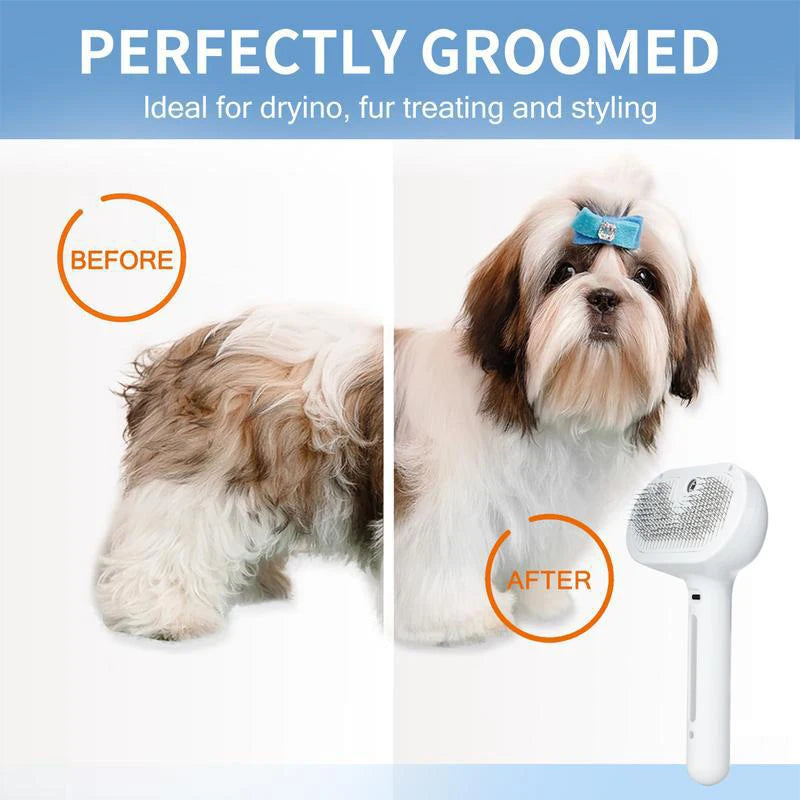 Peine de vapor para perros, cepillo de masaje para mascotas, carga USB