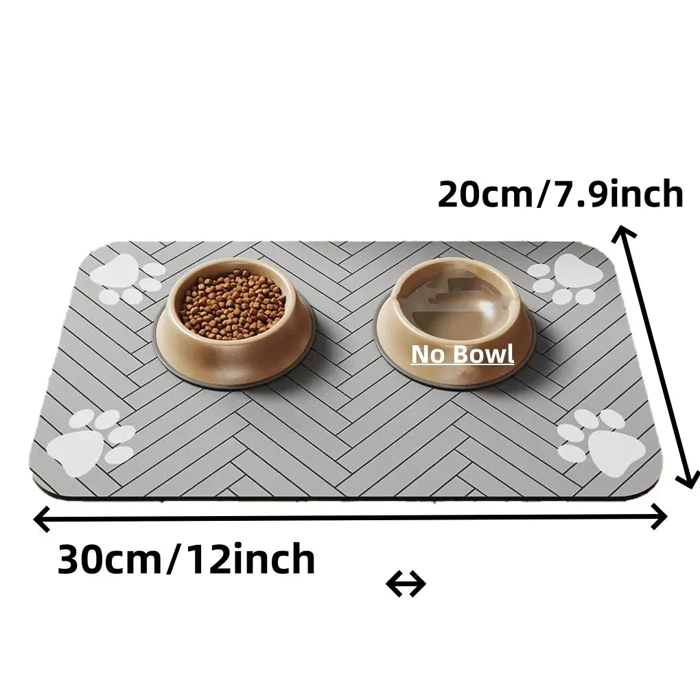 Tapete absorbente para comedero de mascotas, con base de goma impermeable y secado rápido para perros y gatos.