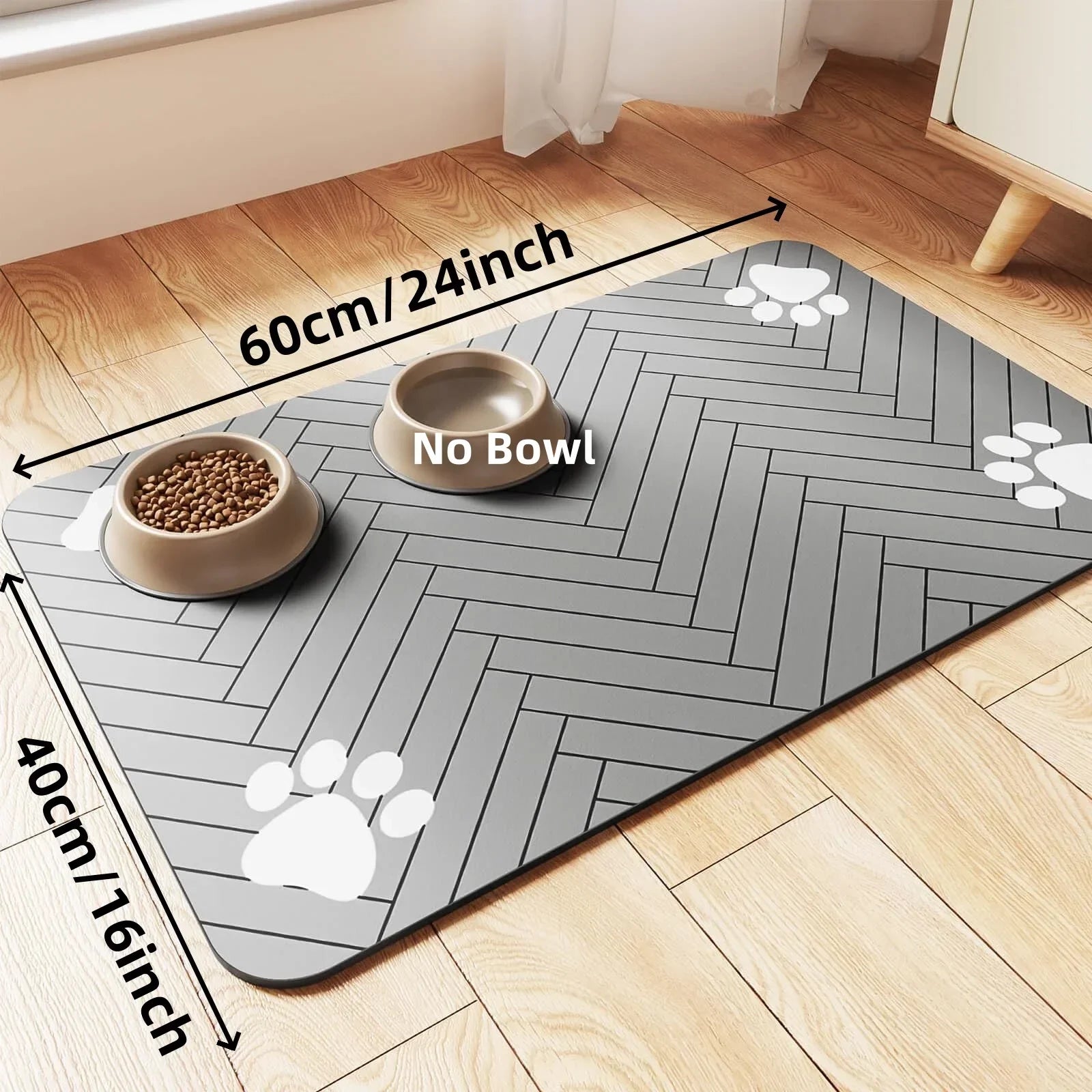Tapete absorbente para comedero de mascotas, con base de goma impermeable y secado rápido para perros y gatos.