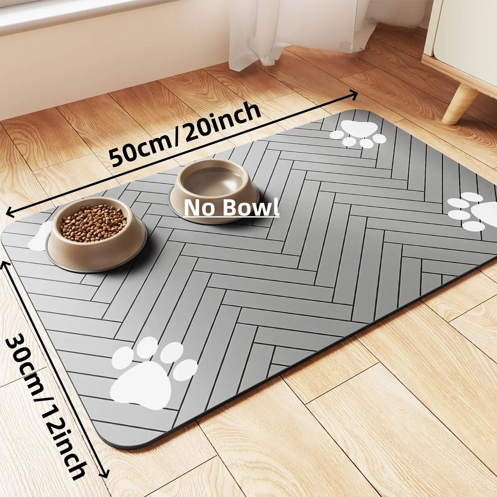 Tapete absorbente para comedero de mascotas, con base de goma impermeable y secado rápido para perros y gatos.
