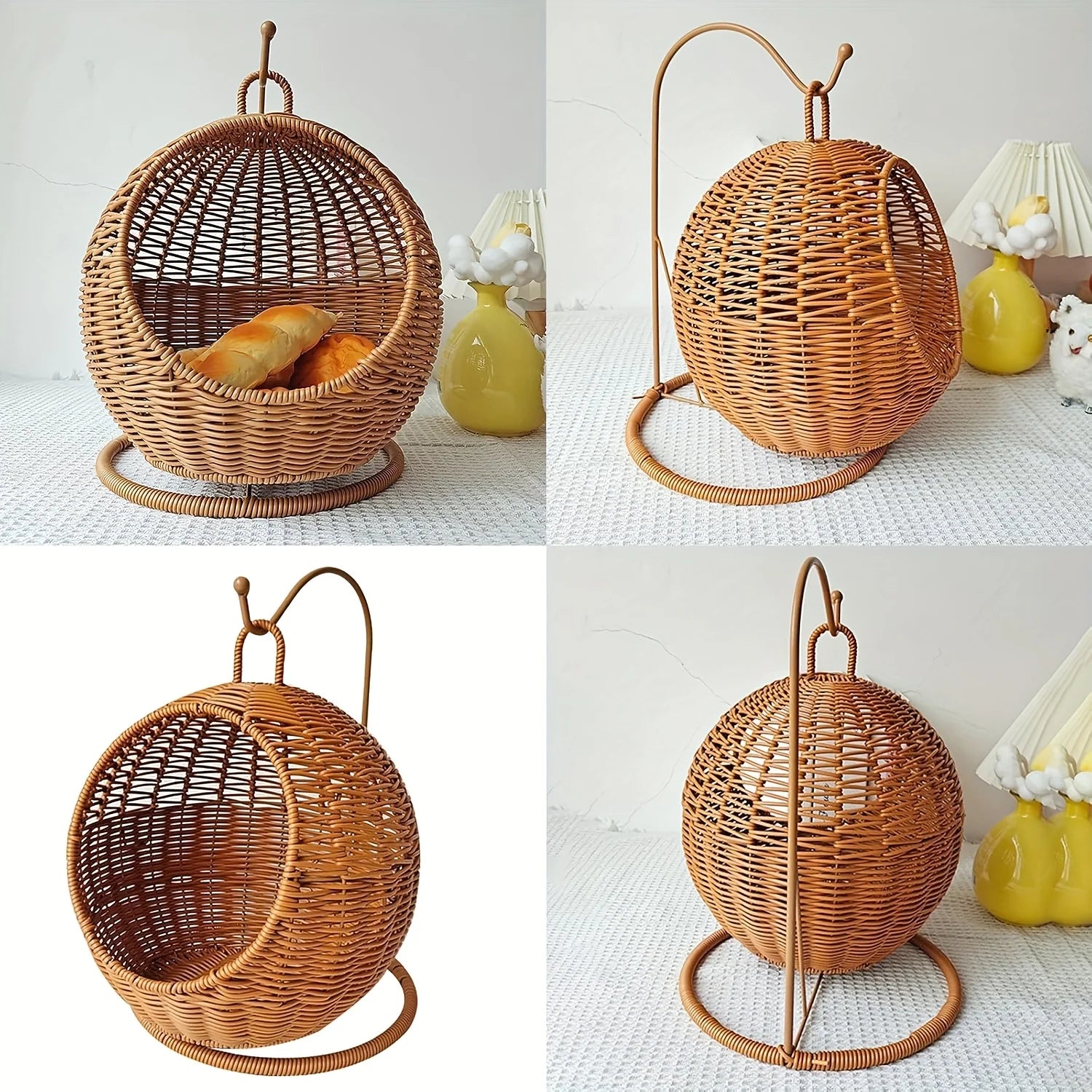  Cesta de frutas de lujo para gatos, hamaca tejida a mano, cómoda y resistente, no se daña fácilmente.